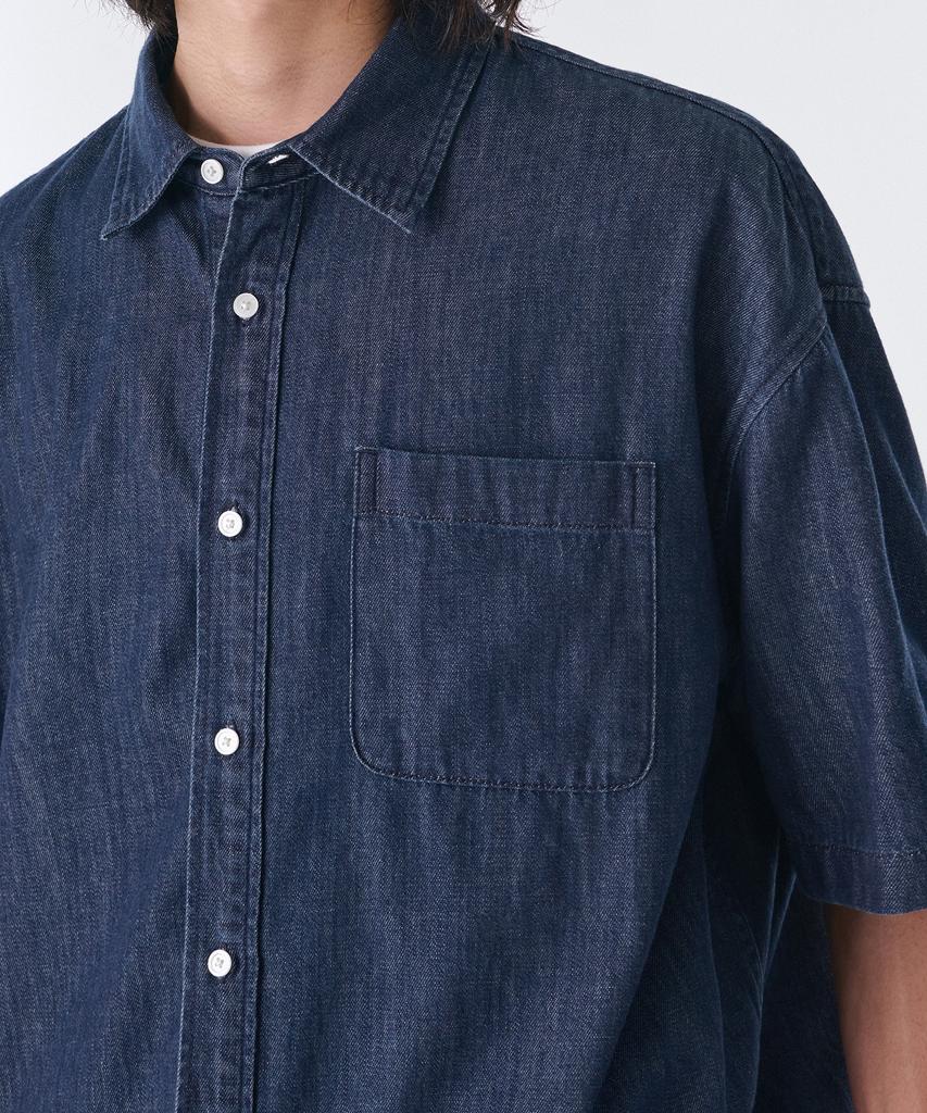 MUSINSA STANDARD Oversized Short Sleeve Denim Shirt [Indigo]