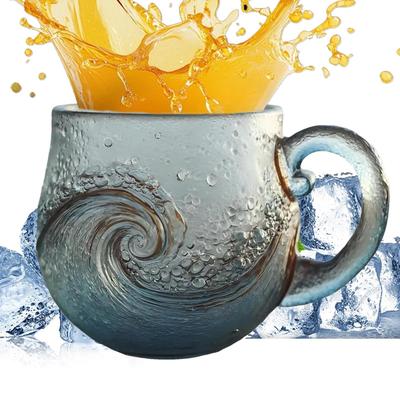 Стеклянная кофейная кружка 300 мл Дизайн волны Бутылка для воды Кружки с ручкой для молока Воды Кофе Стеклянная чашка Чашка для воды Любители чая