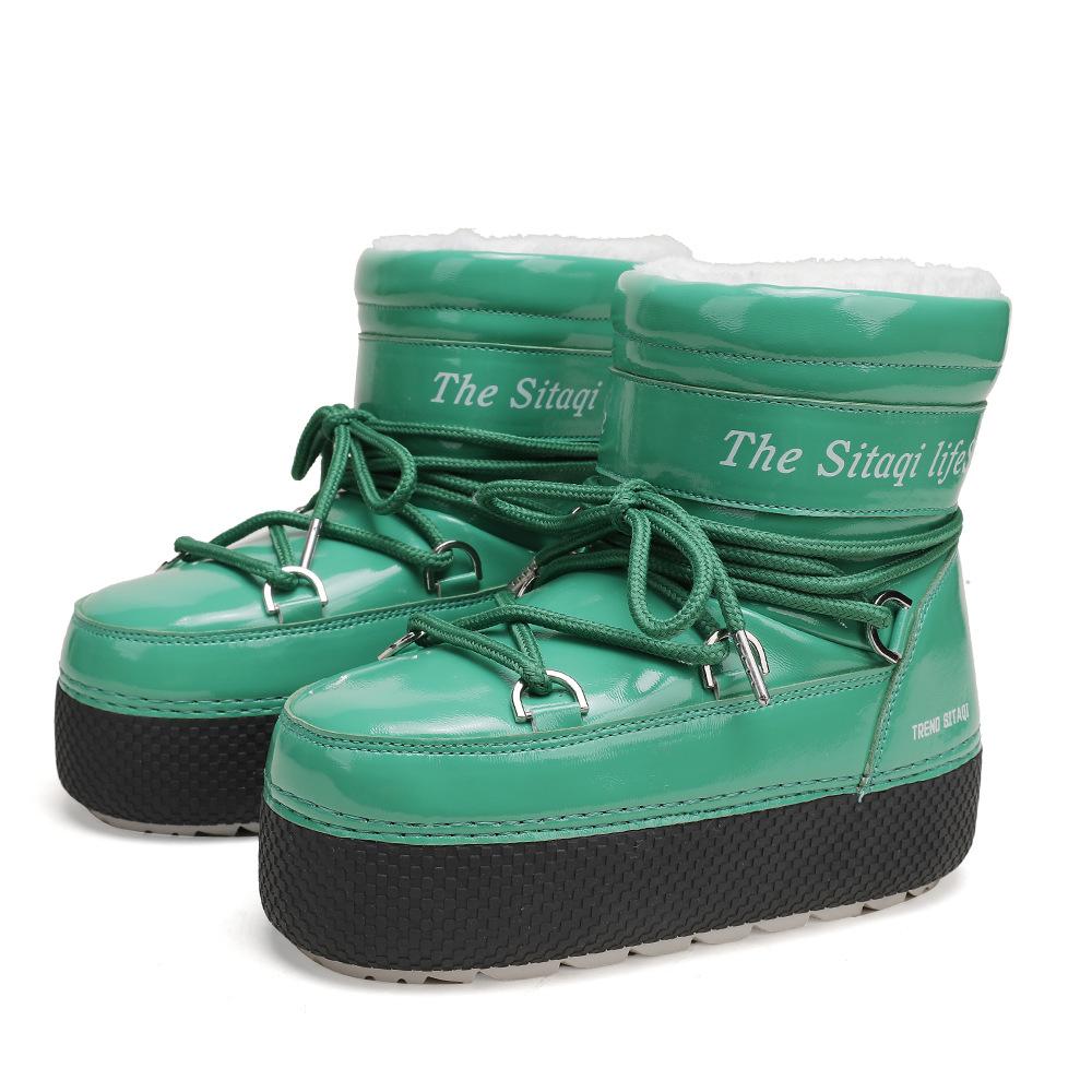 Девятицветные ботинки-луноходы с принтом снежинок, на заказ, для родителей и детей, для путешествий, катания на лыжах, средней высоты, водонепроницаемые, теплые и морозостойкие зимние ботинки