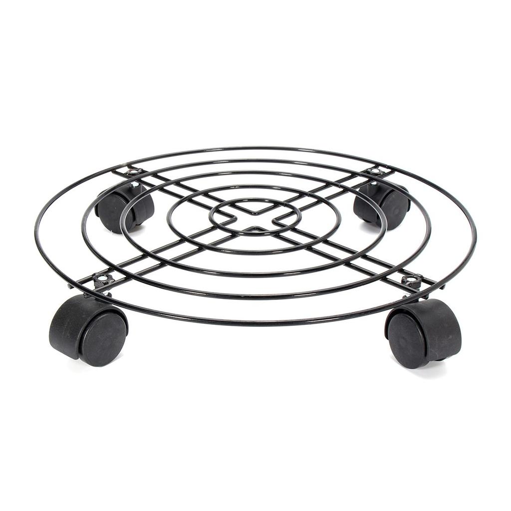 Black 4 Sizes Metal Round Flower Plant Pot Tray 4 Wheels Heavy Planter Flowers Pot Mover Trolley Plate Stand Holder Garden Tools