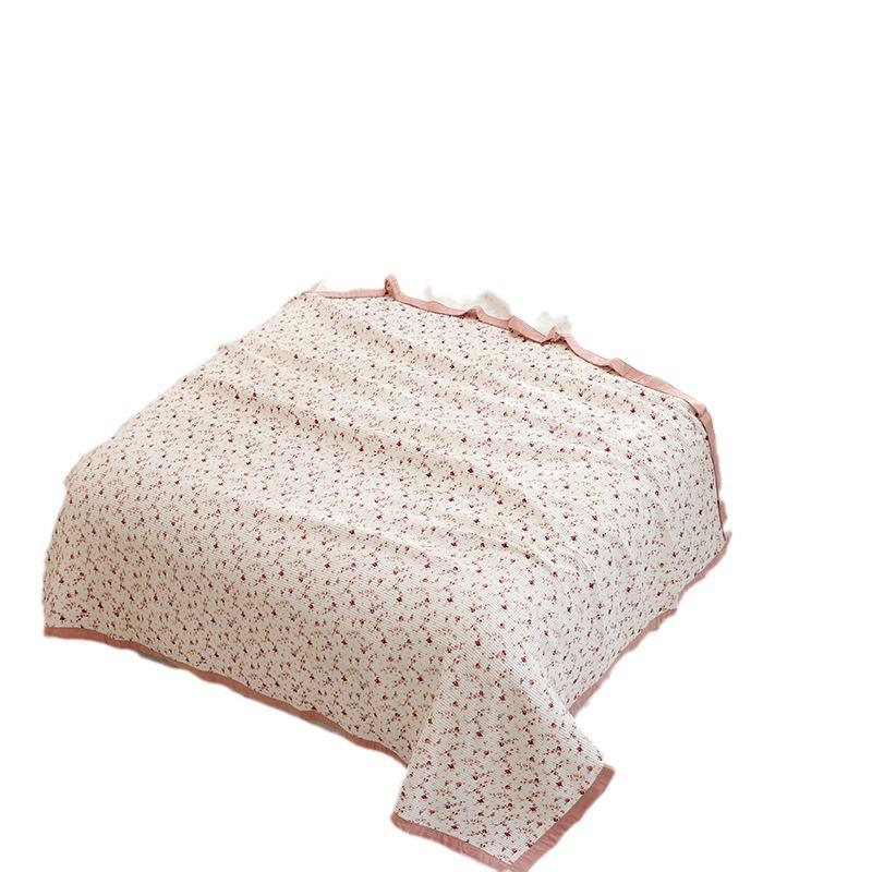 Вафельное одеяло из чистого хлопка с цветочным рисунком - Летнее прохладное одеяло для односпальных и двуспальных кроватей