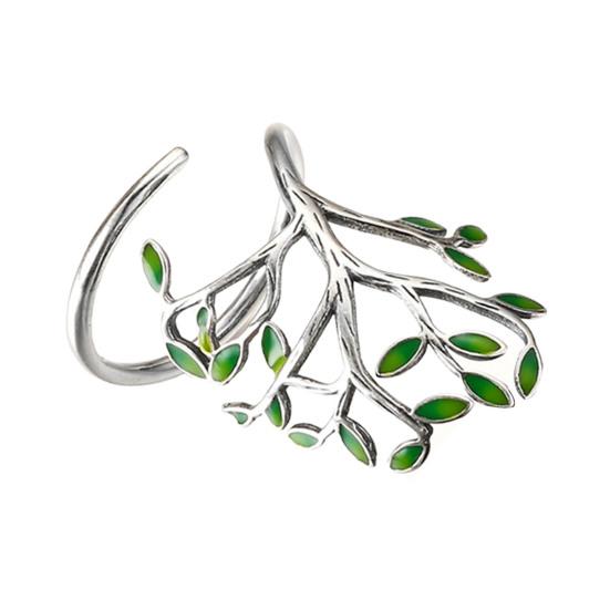 Унисекс Кольцо Открытие Регулируемое Медь Зеленые Ветви Листья Кольцо Ювелирные Аксессуары