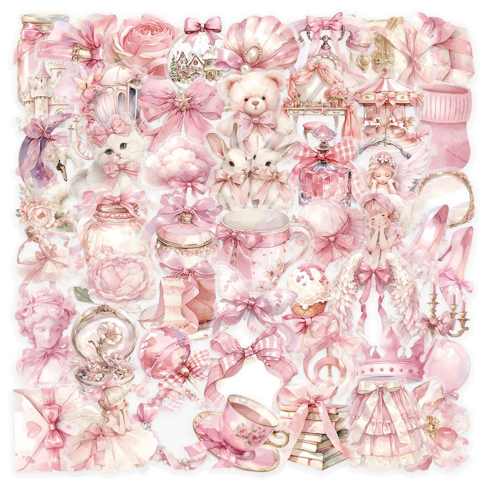 50 Purple Dream PET Stickers: Girly Heart Designs for Notebooks, Water Bottles, and Desktops
