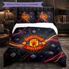 Manchester United Pattern 3 Pieces Bedding Set Soft Microfiber Duvet Cover with Pillow Cases for Bedroom