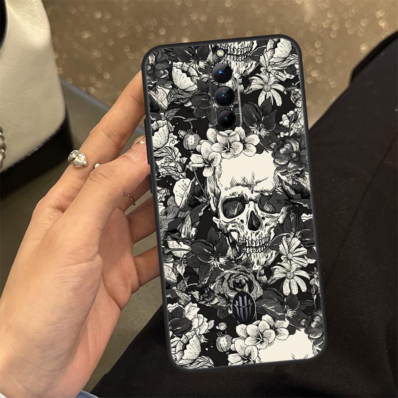 Готический цветочный чехол-череп для ZTE Nubia RedMagic 10 Air 6 7 6S 7S Pro RedMagic 10S 9S 8S 8 9 10 11 Pro Plus