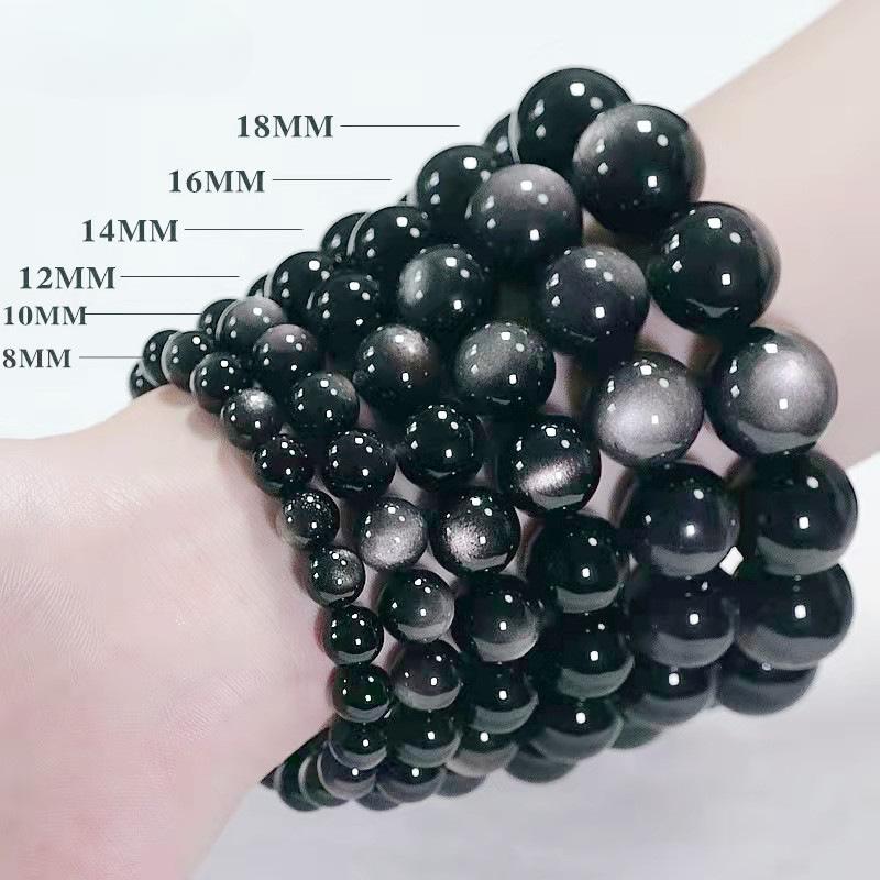 Браслет из натурального радужного обсидиана с ледяным обсидианом, золотым обсидианом, серебряным обсидиановым кристаллом, украшения в подарок