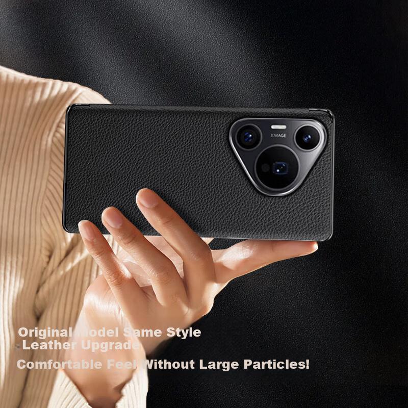 Edgar First Layer Genuine Leather Huawei Pura70 Ultra Phone Case Leather Flip Smart Window Luxury Full Coverage Shockproof Case