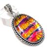 Dichroic Glass Gemstone 925 Sterling Silver Jewelry Pendant 2.17"