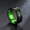 Charm Couple Rings Romantic Women Green Rhinestones Rings Set Trendy Men's Stainless Steel Rings Wedding Jewelry For Lover Gifts