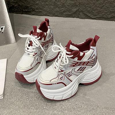 Модные дышащие сетчатые кроссовки на платформе для женщин Весна Осень Удобная повседневная обувь Модные кроссовки с увеличением роста Размер 34-39