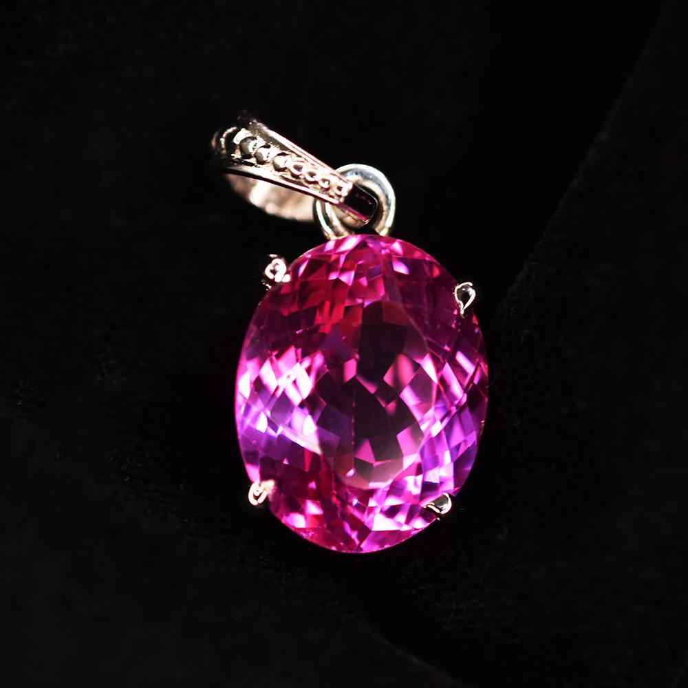Natural Pink Sapphire Pendant 22 ct Oval 925 Sterling Silver Necklace September Birthday Birthstone