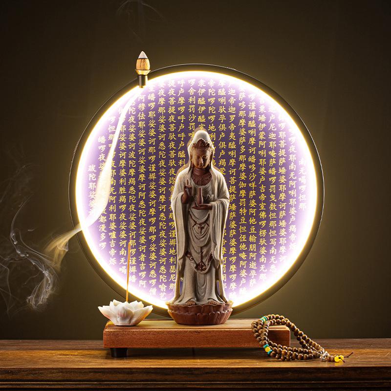 Guanyin Bodhisattva Buddha Statues Ceramic statues Lamp Circle For Living Room Incense Porch Home Decor Custom Feng Shui Statue