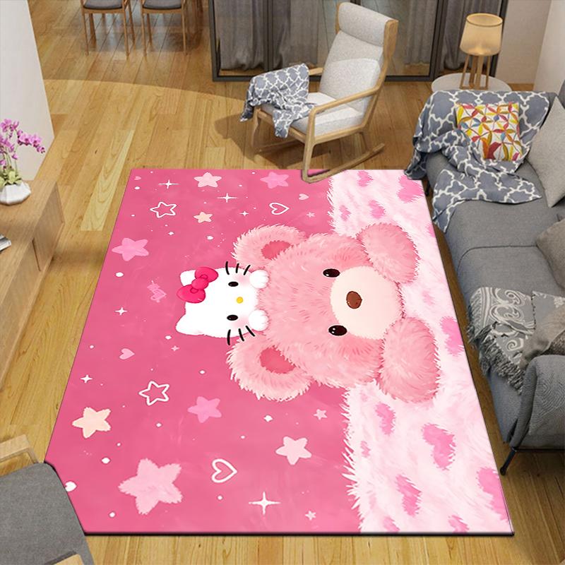 1Pc Pink Teddy Bear Dreams Rug, Office Carpet Indoor Outdoor Doormat, Non-Slip, Comfortable, Living, Christmas Halloween, Xmas Gift Y1194
