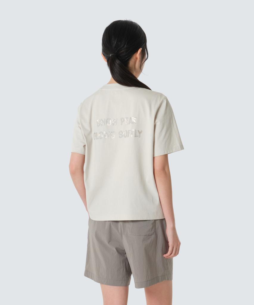SNOWPEAK APPAREL Хлопковая женская футболка с коротким рукавом и надписью (S26Mwfts65) Светло-бежевый