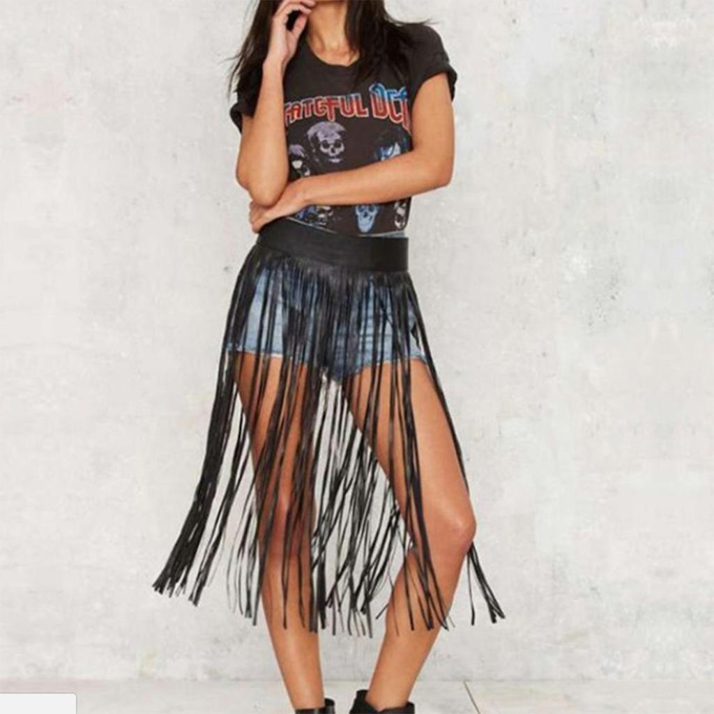 Long Tassel Skirt  Belt Gypsy Belt Adjustable Skirt  PU Leather Waist Belt