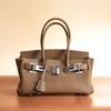 High Quality New Long Leather Silver Buckle Hand-held Platinum Bag For Women+top Layer Cowhide Fashionable High-end Handbag