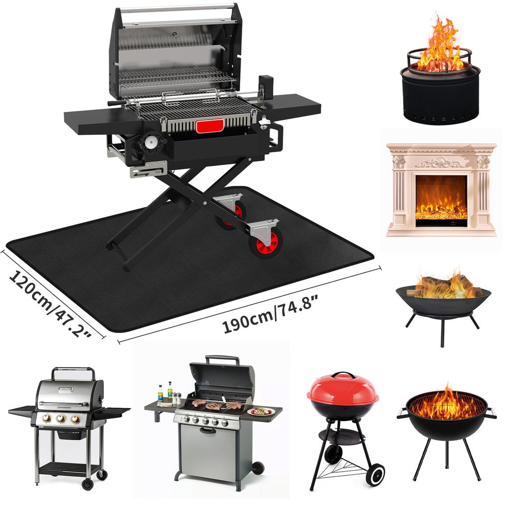 Large Fire Blanket Double-Sided Fireproof Grill Pad Under Grill Mat Grill Fireplace Fire Mat Oil-Proof Waterproof BBQ Protector