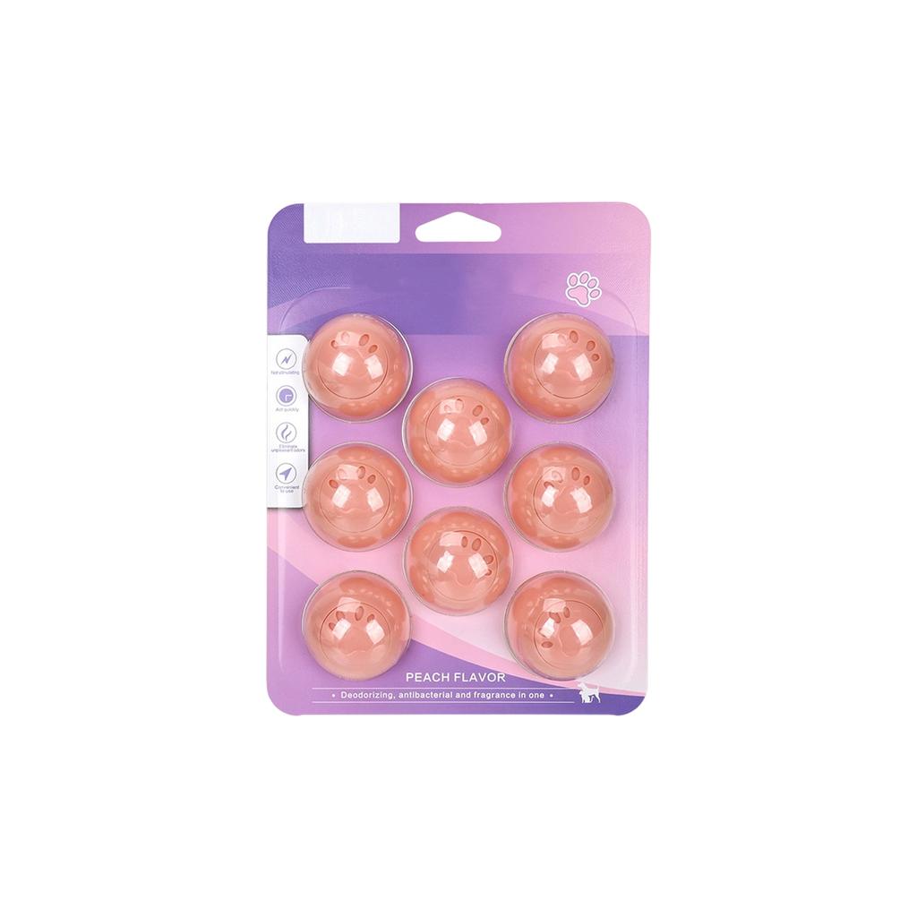 1ml Pet Balls Set (8-Pack) - Odor Eliminator Freshener For Dogs & Cats, Long-Lasting Lemon/Peach Scent For Pet Beds, Crates,