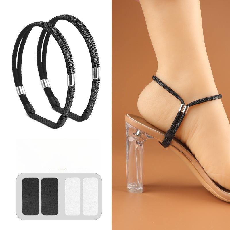 1Pair Shoes Band Anti-loose for Women Shoelaces Anti-drop Heel Straps Belt Drill Elastic Fixed Belts Rhinestone High Heels