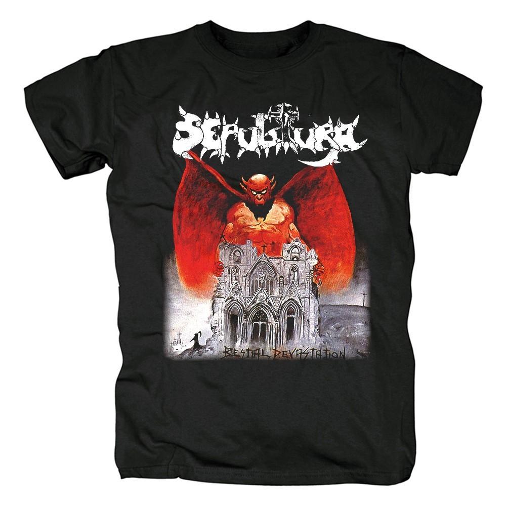 Sepultura Bestial Devastation Tour Хлопок Черный Мужская S-234XL Футболка Унисекс Футболка