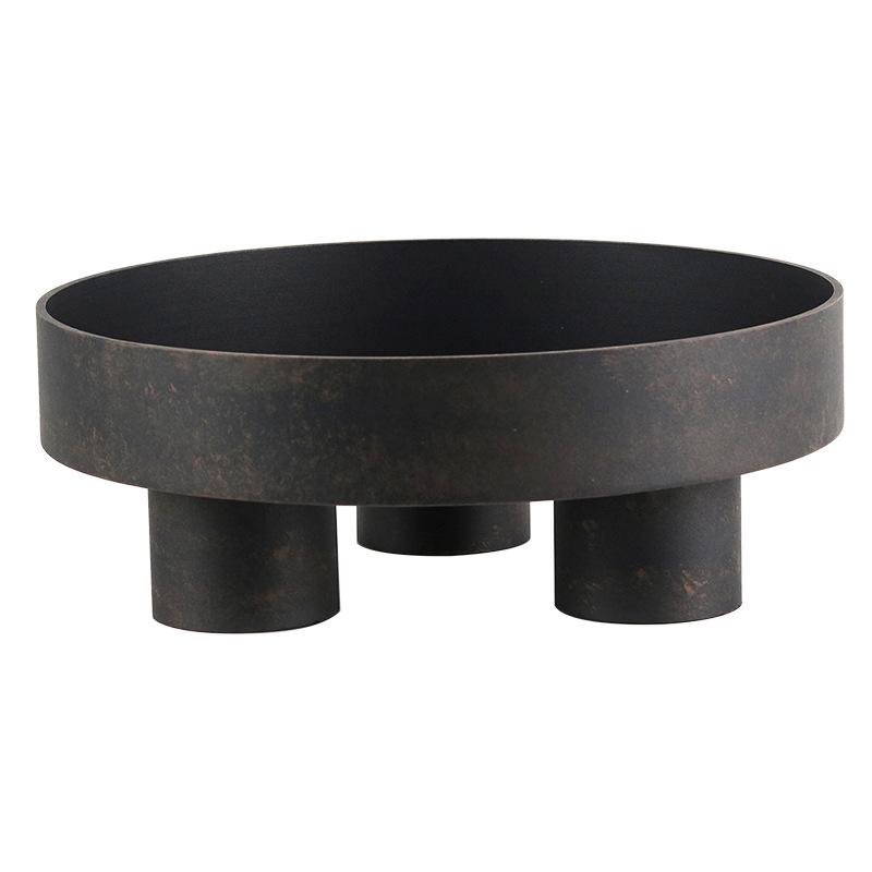 Nordic Трехногая круглая металлическая тарелка для фруктов, украшения для дома, модель комнаты, гостиной, спальни, столовой, подноса для хранения, украшения