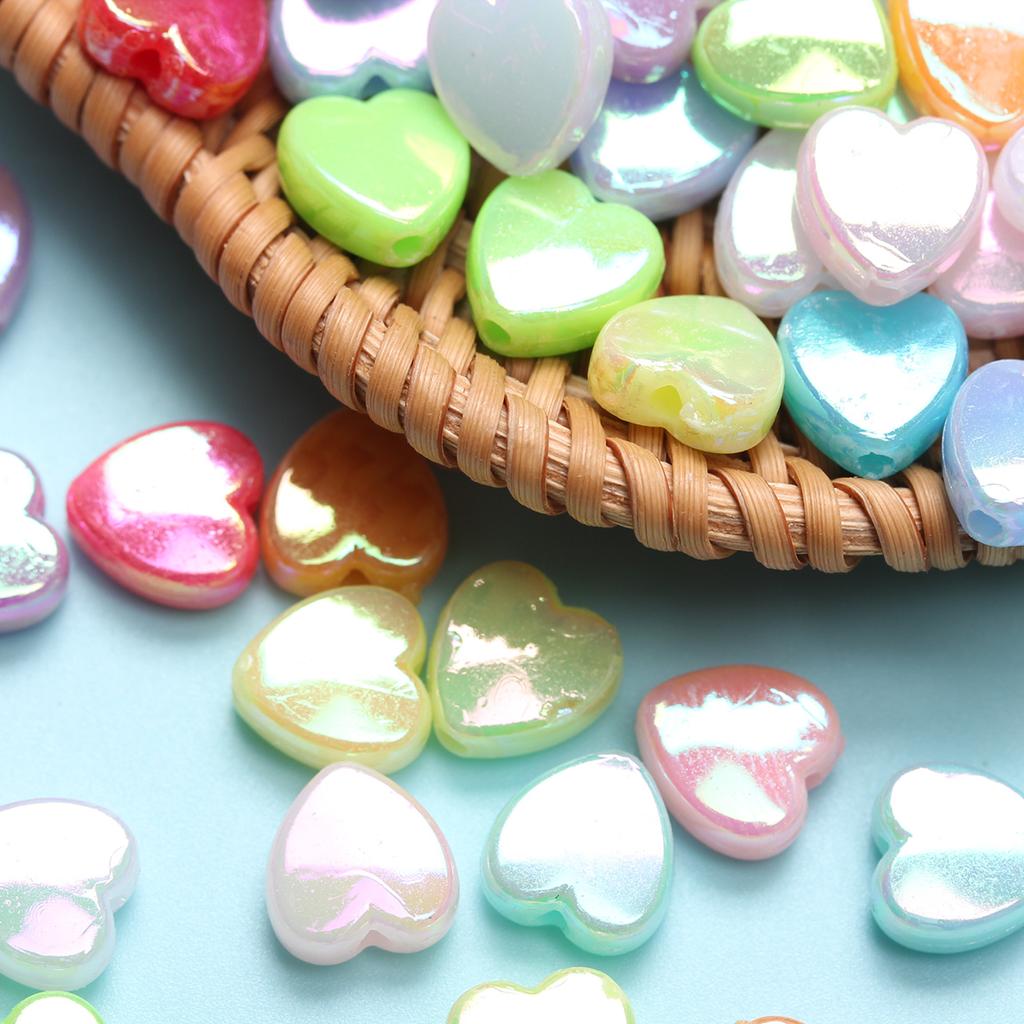 DIY For GIFTS Jewelry Making AB Color 100Pcs Handmade Accessories Heart Acrylic Beads Home