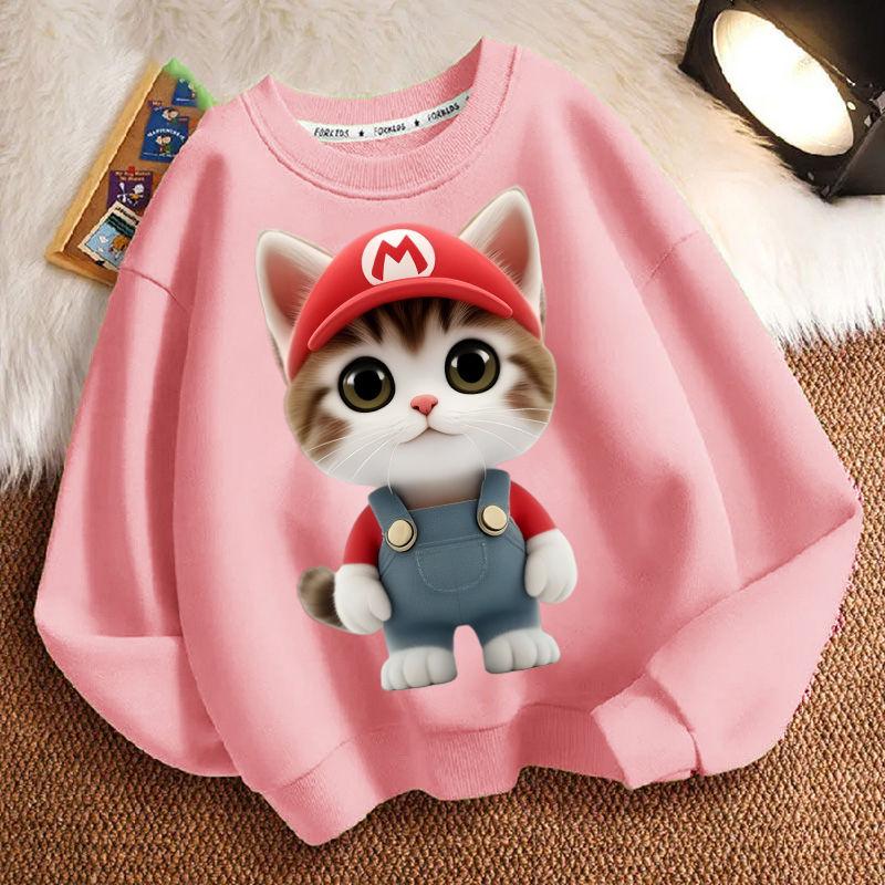 Милый свитшот с круглым вырезом для детей, повседневный свитшот с длинными рукавами для мальчиков и девочек на весну и осень