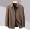 Шерстяная куртка для мужчин среднего возраста, весенне-осенняя, новая, с отворотами, деловая, повседневная, для пожилых людей, не требующая глажки, верхняя часть