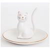 [A0006] - Ceramic Jewelry Holder "Cats" Ivory Gold - 12x9 Cm
