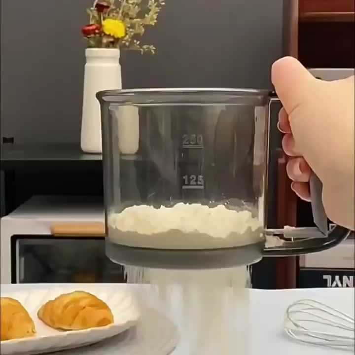 Полуавтоматическое просеивающее устройство для муки Easy-Press - прочный полипропилен, идеально подходит для выпечки и использования на кухне, сито для фильтрации муки, сито для сахарной пудры