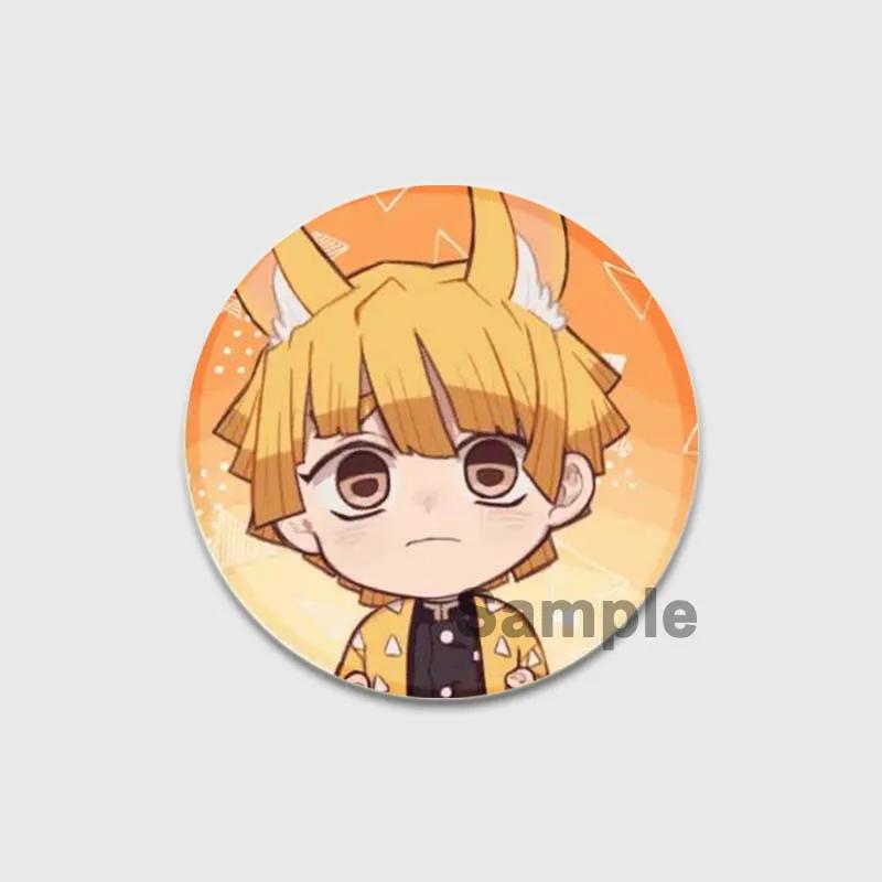 32/44/58mm Round Anime Brooches Kamado Tanjirou Tsuyuri Kanao Hashibira Inosuke Rengoku Kyoujurou Agatsuma Zenitsu Akaza Badge Lapel Pins