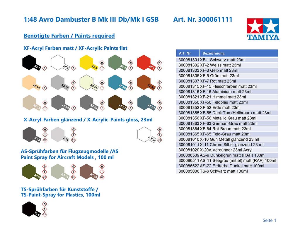 TAMIYA Masterpiece Series Royal Air Force Avro Lancaster B Special Dam Buster Special Grand Slam Bomber Plastic Model 61111 1/48 No.111 Mk.III /B Mk.I