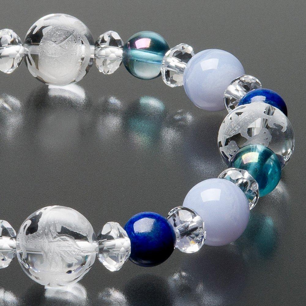 Buddhist Altar Shop Takita Shoten Special Bracelet Rosary Four Gods Bracelet Blue Chalcedony 10mm Lapis Lazuli Blue Aura 8mm Genuine Crystal Star