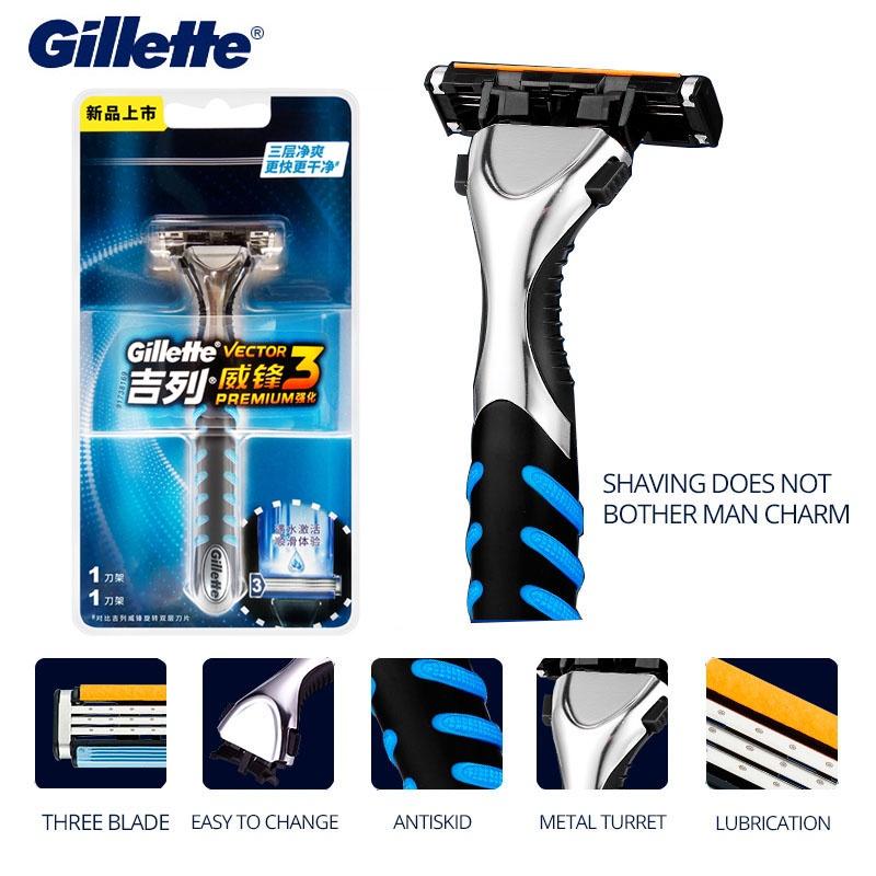 Gillette Вектор 3 мужские бритвенные лезвия, безопасные бритвы для удаления волос бороды, ультратонкие 3 слоя, острая бритва, сменные насадки