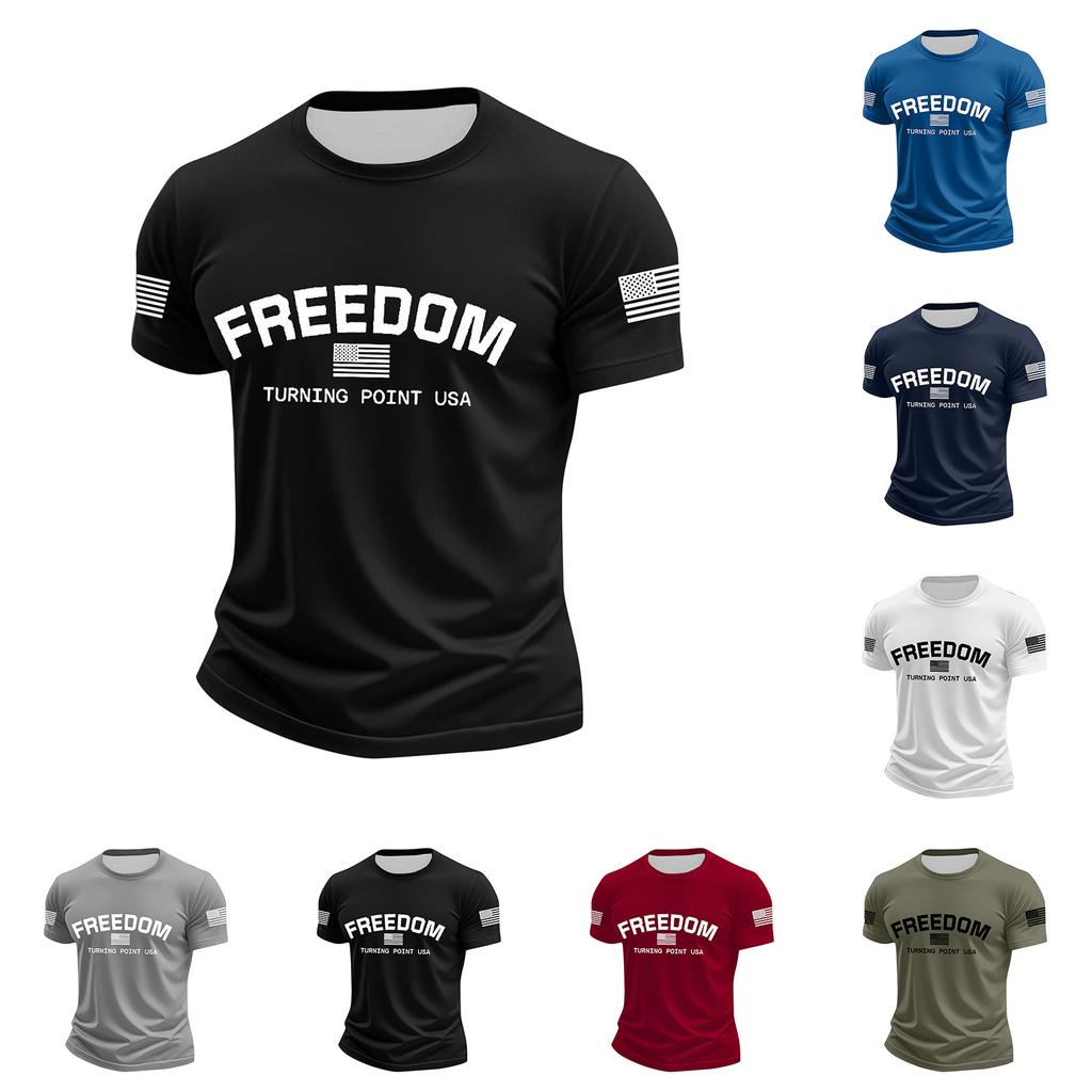 Мужская футболка с коротким рукавом с принтом Мужская свободная повседневная футболка с коротким рукавом