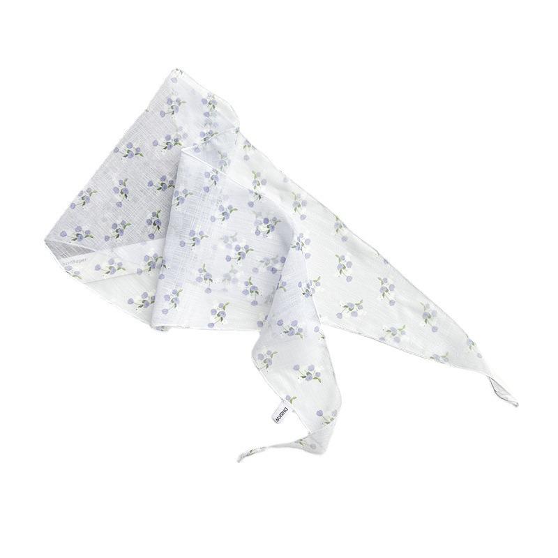 Spring and summer sweet pastoral small scarf floral printing imitation silk rhombus towel versatile temperament neck protection