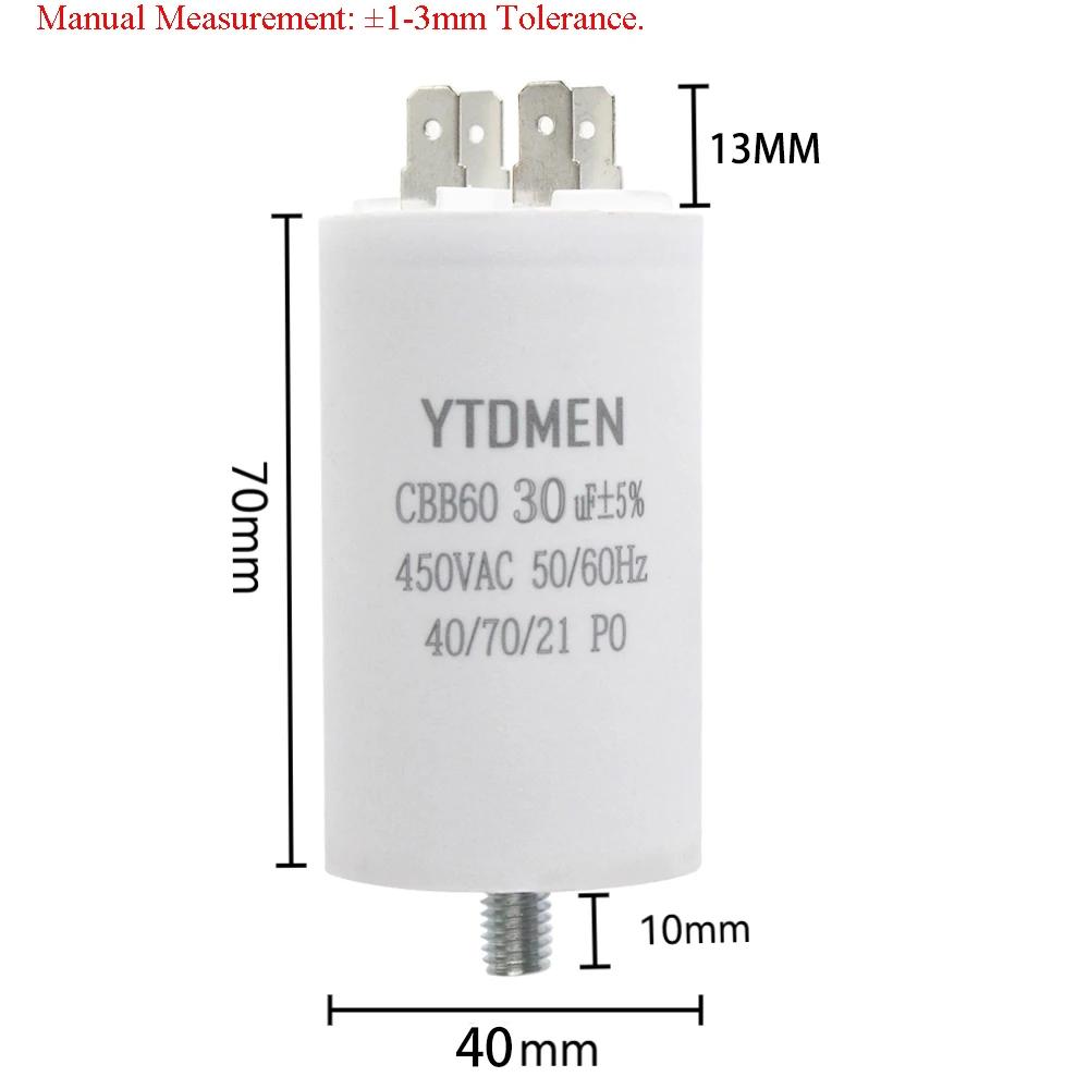 CBB60 Capacitor with Screws AC 450V 4 Pin Dual Insert Motor Run Capacitors 4UF-60UF for Washing Machine Air Water Pump 12uf 16uf