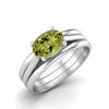 7X5mm Oval Peridot 925 Sterling Silver Three Shank Solitaire Women Engagement Ring