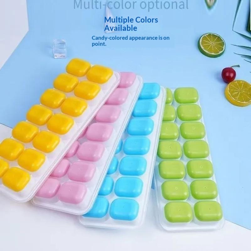 14 Cube Easy Release Silicone Ice Tray Mold with Lid for Refreshing Drinks