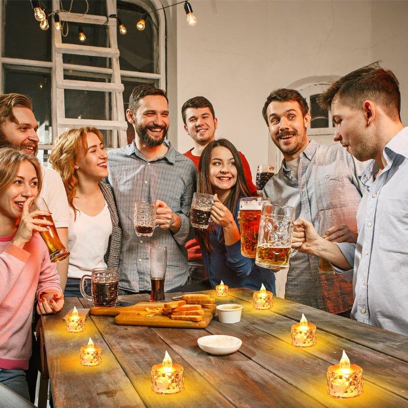 24 шт. Светодиодные электронные свечи без пламени с рисунком, Чайные свечи, Подходят для дней рождений, свадеб, вечеринок