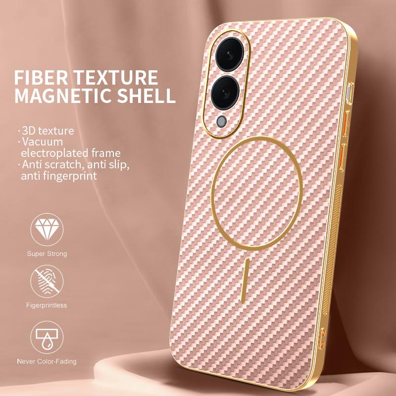 For Samsung Galaxy S25 Edge Phone Case Carbon Fiber Textured Electroplated TPU Back Cover