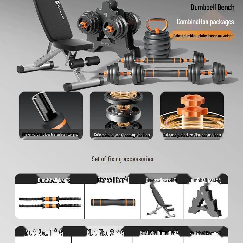 Adjustable Dumbbell, Kettlebell & Barbell Set