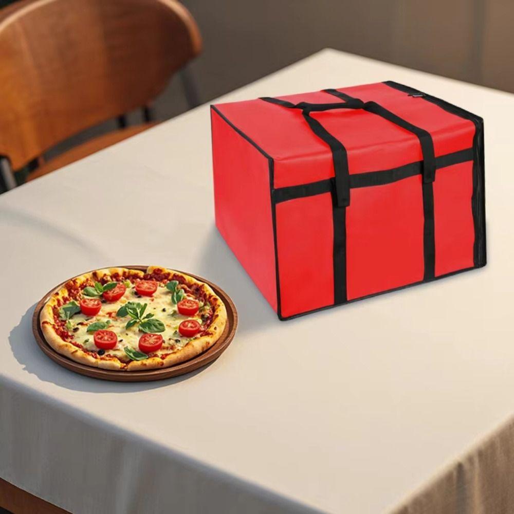 Fully Insulated Pizza Carrier Bag Dual Zippers Food Delivery Bag Takeout Catering