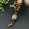 Festival Ethnic Jewelry Party Handmade Mala Wood Bead Horn Fish Pendant Buddhist Nepal Necklace