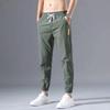 2023 Men's Korean-Style Ice Silk Casual Pants, Quick-Drying, Trendy, Loose-Fit Nine-Point Sports Pants for Summer.