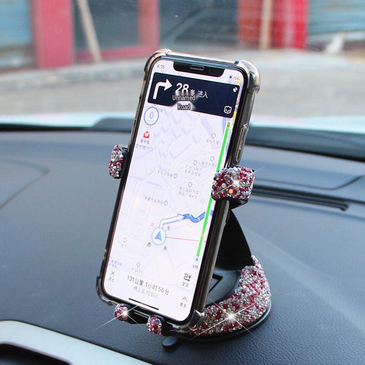 Универсальный автомобильный держатель для телефона с креплением на воздуховод, инкрустированный бриллиантами, с присоской