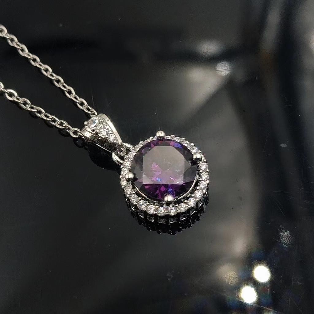 Fashion Versatile Imitation Princess Round Bag Zircon Women's Pendant Necklace Jewelry Qixi Festival Valentine's Day Collarbone Chain