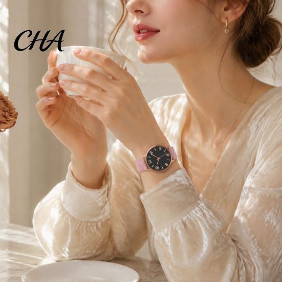 Round Dial Casual Watch Women Faux Leather Strap Watch, Quartz Lightweight Watches Ladies Formal Wristwatch, Gifts for Her Fashion Accessory
