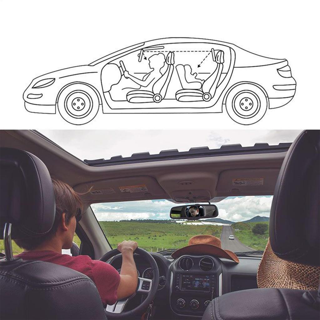 Car Seat Mirror 360 Degree Rotation Backseat Baby Mirror Rear Facing With Cartoon Frame Safety Monitor Rearview Shatterproof For