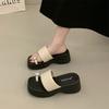 2025 Small Man Height Increase Super High Heel Shoes Drag Women's Summer Muffin Sole Thick Heel Toe Cool Slippers Thick-soled Wedge Heel Shoes